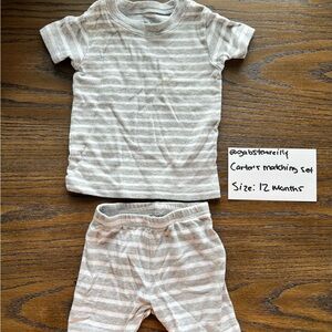 Carter's Gray Striped Kids Pajamas Set